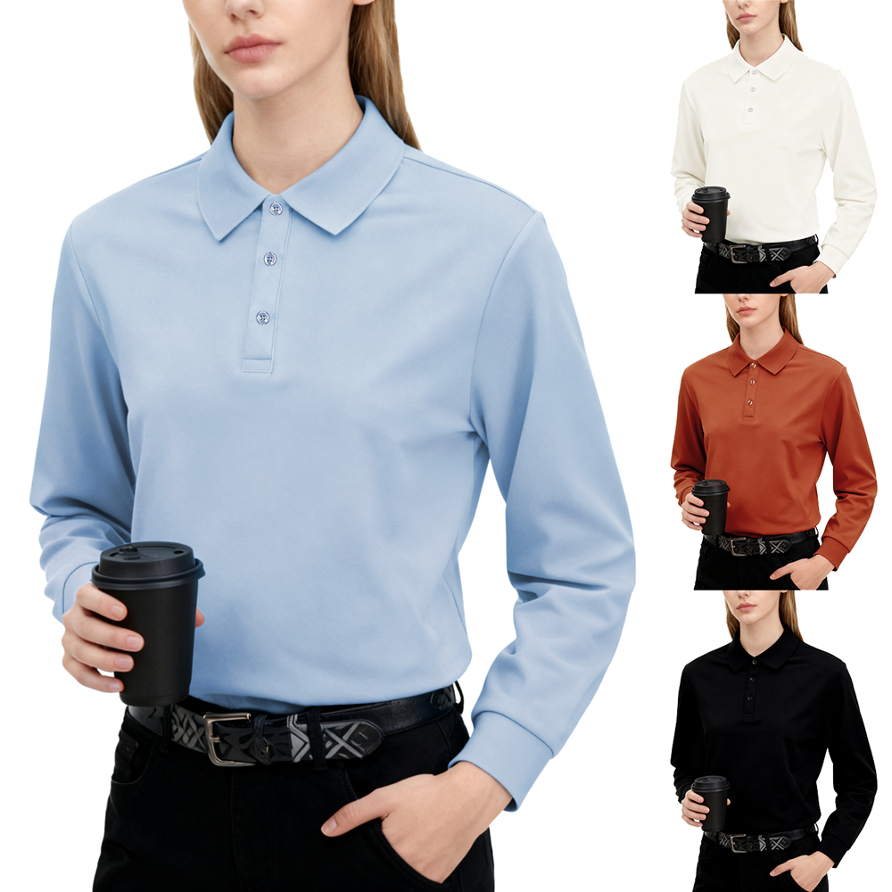 Solid Polo Shirts Womens Long  - Golf Equipment Women のレビューと価格
