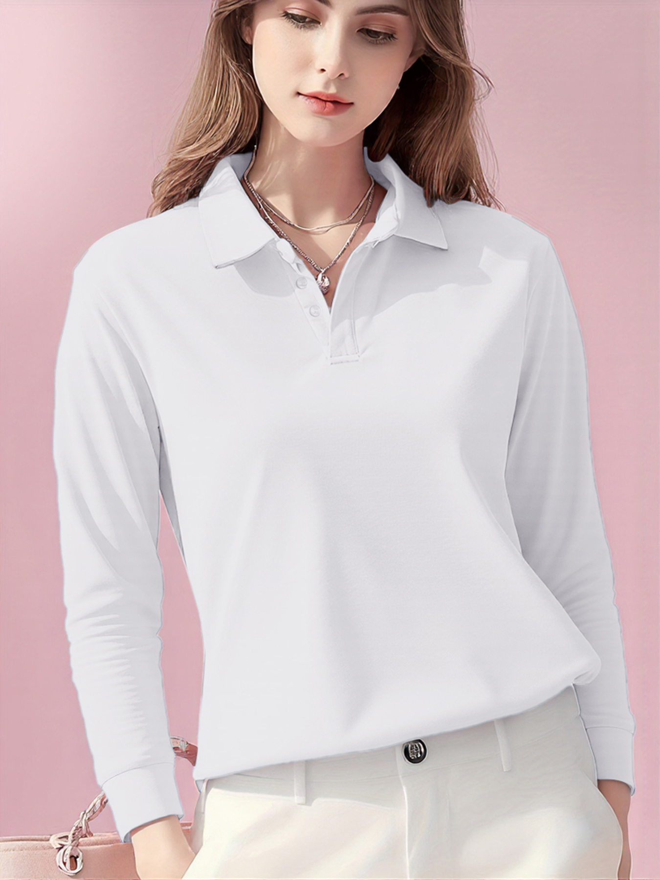 Autumn Solid Color Polo Shirts - Golf Equipment Women のレビューと価格